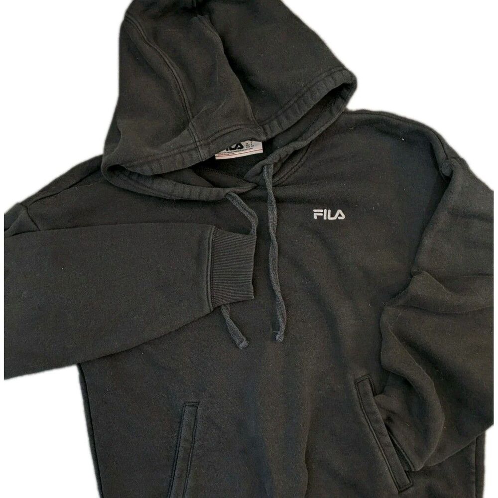 Fila Hoodie  Womens Small Black Pullover Streewear Lounge Athleisure